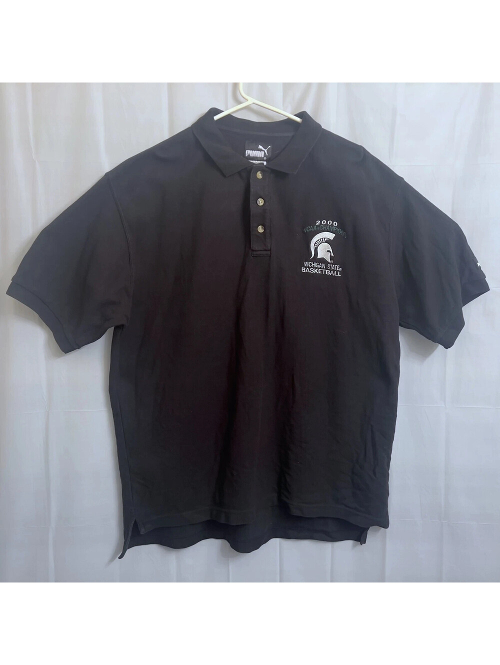 Vintage PUMA Michigan State Spartans 2000 National Champions Polo Shirt Men's XL